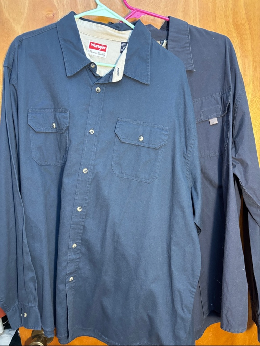 TWO Wrangler Dark Blue Long Sleeve Western Shirts